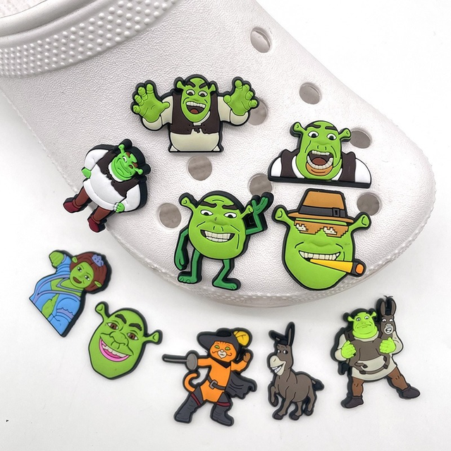 Hot High Imitation Shoe Charms PVC Cartoon Shrek Croc Clogs